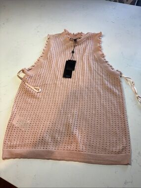 BCBGMaxAzria Pointelle Sleeveless Top - Blush
